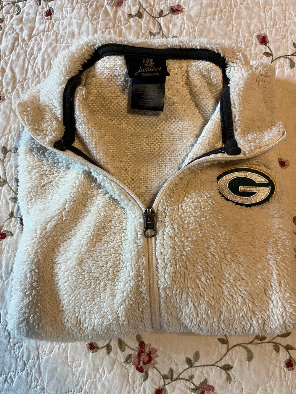 Green Bay Packers Ivory Sherpa Zip-Up Jacket